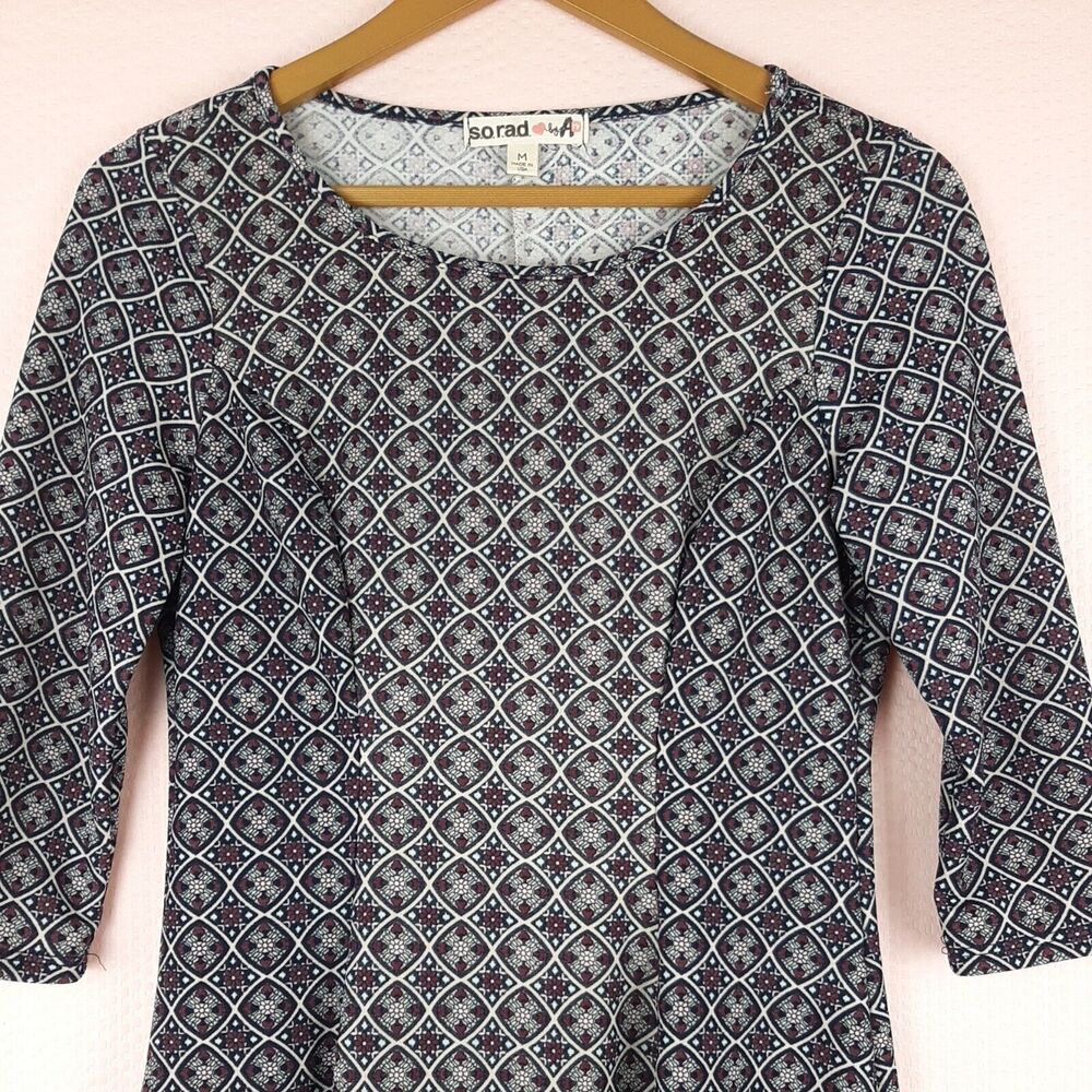 Sorad by A TV Women Geometric Print Made in USA Mini Dress Stretch Size M - Picture 7 of 11